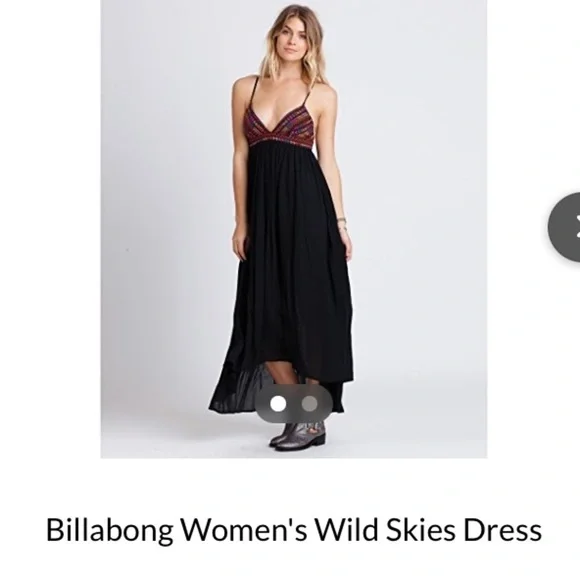Billabong Wild Skies Maxi Dress Embroidered Empire Waist Gauze Cotton Festival - Picture 4 of 16